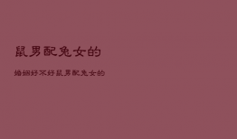 鼠男配兔女的婚姻好不好，鼠男配兔女的婚姻好不好