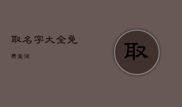 取名字大全免费查询