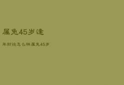 属兔45岁逢
年财运怎么样，属兔 45岁