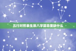 五行对照表生辰八字算命里缺什么(如何解读五行缺失)