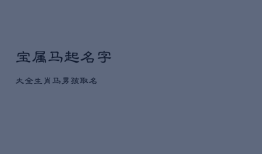 
宝属马起名字大全，生肖马男孩取名