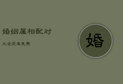 婚姻属相配对大全 很准免费