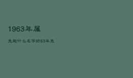 1963年属兔起什么名字好，63年兔起什么名字旺财运
