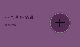 十二星座的最佳配对表，十二星座的最佳配对表闺蜜