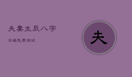 夫妻生辰八字合婚免费测试，免费算夫妻生辰八字合不合