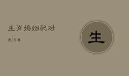 生肖婚姻配对表 很准