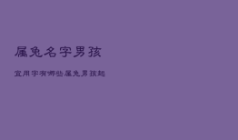 属兔名字男孩宜用字有哪些，属兔男孩起名用哪些字好