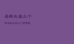 名称大全三个字，名称大全三个字男孩