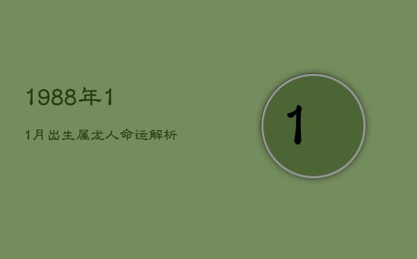 1988年11月出生属龙人命运解析