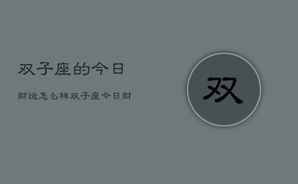 双子座的今日财运怎么样，双子座今日财运指南  第1张