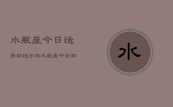 水瓶座今日运势财运方向，水瓶座今日财运指南  第1张