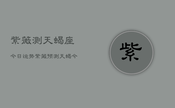 紫薇测天蝎座今日运势，紫薇预测天蝎今日运程  第1张