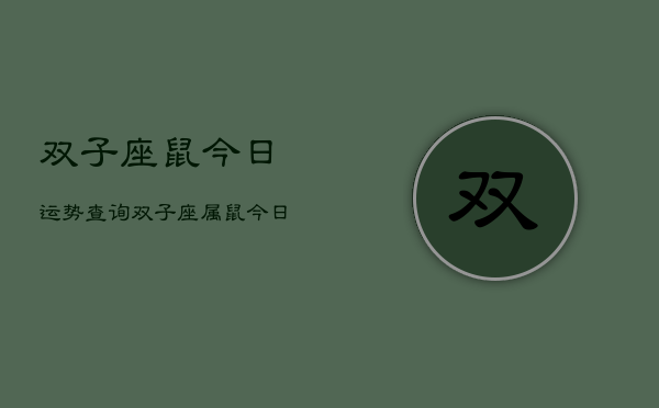 双子座鼠今日运势查询，双子座属鼠今日运程如何  第1张