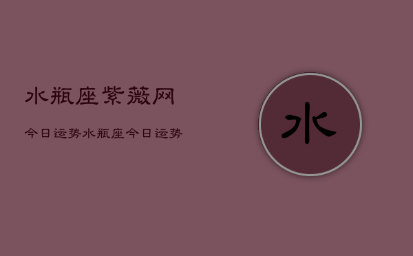 水瓶座紫薇网今日运势，水瓶座今日运势紫薇网  第1张