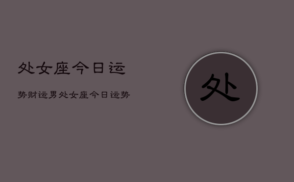 处女座今日运势财运男，处女座今日运势财运男性  第1张