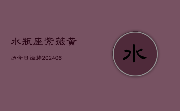 水瓶座紫薇黄历今日运势(20240613)  第1张