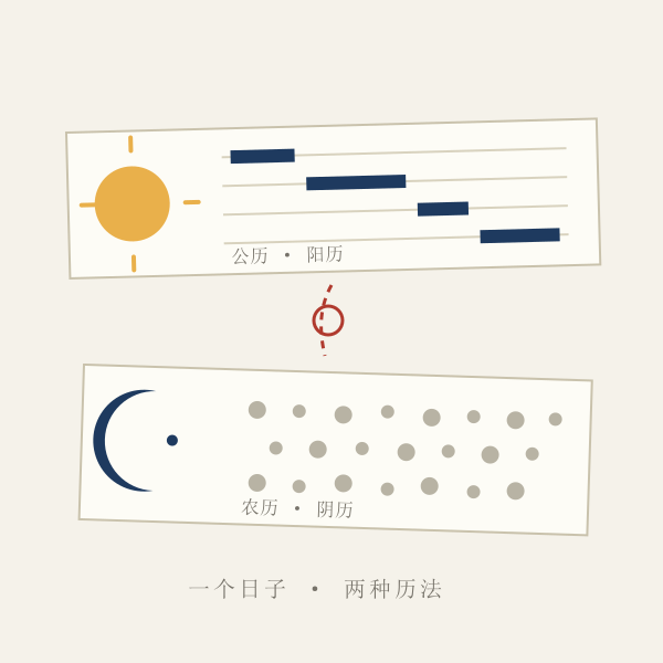 公历与农历双轨对照插画