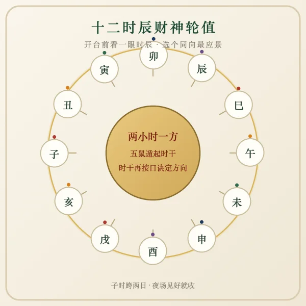 十二时辰麻将财神方位轮值图